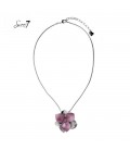 Zilverkleurige dunne ketting met grote roze bloem