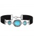 trendy strakke choker met mooie zilverkleur elementen en blauwe stenen inleg