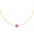 Goudkleurige halsketting met een roze rubberen smiley