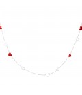Zilverkleurige halsketting met open en rode hartjes