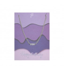 zilverkleurige halsketting geboortejaar 1989