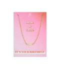 Goudkleurige halsketting met geboortejaar 1990 en verjaardagskaart