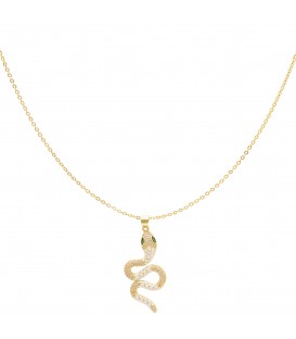 goudkleurige halsketting met witte gedetailleerde slang