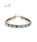 Choker van blauw imitatieleer met platte cirkeltjes