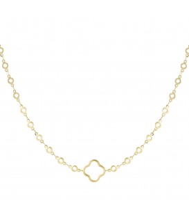 ketting cirkels met klaver,rondjes,goudkleurig,lucky