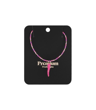 Fuchsia roze kralen halsketting met een peper hanger