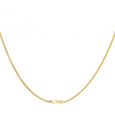 Goudkleurige platte halsketting met 'LOVE'