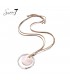Naturel kleurige lange koord halsketting met een schelpen hanger