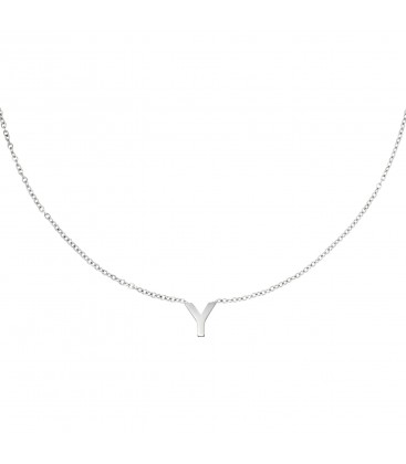 Zilverkleurige halsketting met initiaal Y