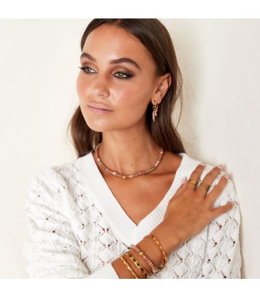 Groen met goudkleurige kralen halsketting