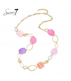 Halsketting gekleurd met mix van vormen en trendy kleuren