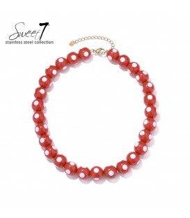 Halsketting kort rood design en luxe details