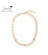Halsketting beige stijlvolle kralenketting met goudkleurige details